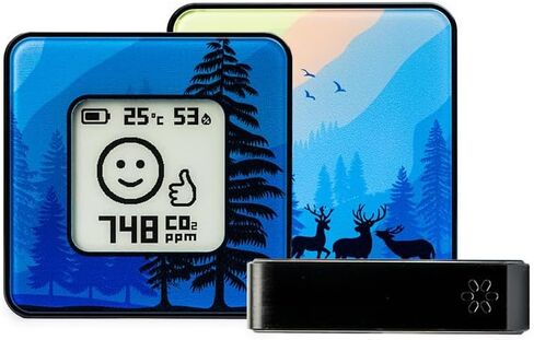 Wireless Portable, Aluminum Indoor Air Quality Monitor AIRVALENT (CO2, Relative Humidity, Temperature). Unique, Custom Design Meter, Sensor, Pocket Size (Black) in Saudi Arabia
