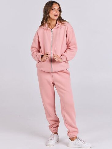 ANRABESS Womens 2 Piece Outfits Sweatsuits Oversized Zip Up Sweatshirt Jogger Sweatpants Tracksuit Sweat Lounge Matching Set in Saudi Arabia