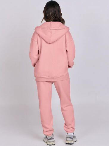 ANRABESS Womens 2 Piece Outfits Sweatsuits Oversized Zip Up Sweatshirt Jogger Sweatpants Tracksuit Sweat Lounge Matching Set in Saudi Arabia