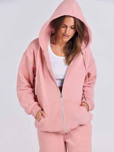 ANRABESS Womens 2 Piece Outfits Sweatsuits Oversized Zip Up Sweatshirt Jogger Sweatpants Tracksuit Sweat Lounge Matching Set in Saudi Arabia