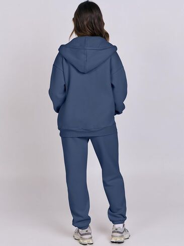 ANRABESS Womens 2 Piece Outfits Sweatsuits Oversized Zip Up Sweatshirt Jogger Sweatpants Tracksuit Sweat Lounge Matching Set in Saudi Arabia