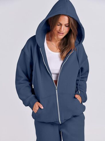ANRABESS Womens 2 Piece Outfits Sweatsuits Oversized Zip Up Sweatshirt Jogger Sweatpants Tracksuit Sweat Lounge Matching Set in Saudi Arabia