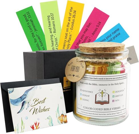 Bible Verse Jar, Read Me When Bible Verses Jar for Emotions and Feelings, The Hope Scripture Christian Jar with Colored Bible Verse, Bible Study Supplies, Faith Based Christian Gifts for Women Men in Saudi Arabia