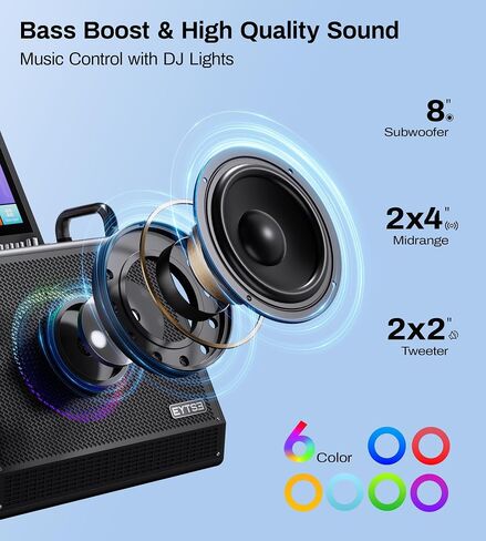 Karaoke Machine with Screen Lyrics Display, Rotatable 14" HD Touch Tablet, Portable Speaker with Wireless Connection, 2 Wireless UHF Mics, LED Lights, USB/Wifi/SD/HDMI for Home Outdoor Party in Saudi Arabia