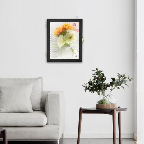 Shadow Box Frame 11x14 with LED, Deep 1.7" Shadowbox Display Case Wooden Black Wall Mount Memory Box with Linen Back and Acrylic Door for Flower, Pictures, Cards and Tickets in Saudi Arabia