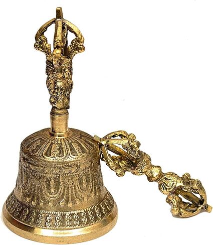 Tibetan Buddhist Meditation Bell and Dorje Set Made from traditional Tibetan formula of 7 metals (4-Inch) in Kuwait