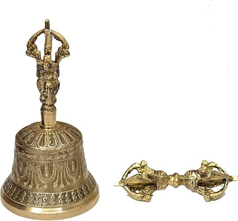 Tibetan Buddhist Meditation Bell and Dorje Set Made from traditional Tibetan formula of 7 metals (4-Inch) in Kuwait