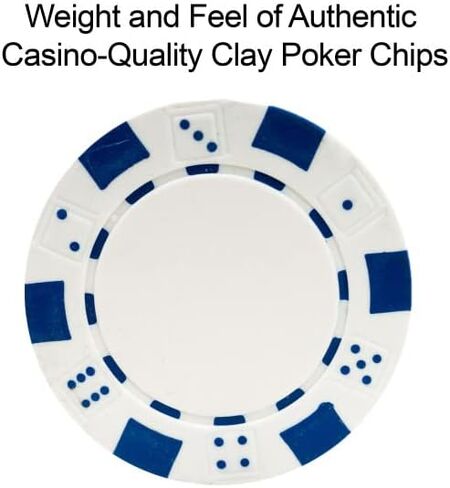 Poker Chips – 50-Piece Set of 11.5-Gram Blackjack Chips with Dice Design – 39mm – Made of Composite Resin for Texas Holdem (White) in Saudi Arabia