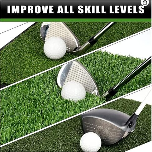 شبكة ضرب جولف مقاس 10 × 7 بوصات من Champkey مع بساط ضرب جولف ضخم مقاس 16 × 25 بوصة - إطار فولاذي عالي التحمل وشبكة جولف للتدريب على 5 طبقات بدون عقد in Kuwait