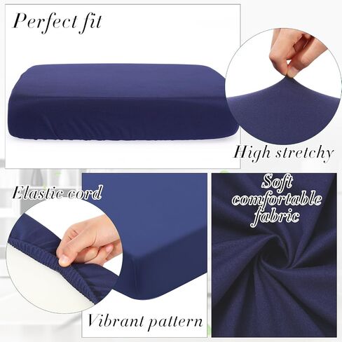Set of 4 Stretch Cushion Covers Sofa Couch Seat Chair Slipcovers Individual Waterproof Cushion Covers Replacement Cushion Covers Furniture Protector for Kids Pets (Navy Blue,Seat Cover) in Saudi Arabia