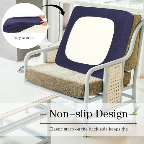 Set of 4 Stretch Cushion Covers Sofa Couch Seat Chair Slipcovers Individual Waterproof Cushion Covers Replacement Cushion Covers Furniture Protector for Kids Pets (Navy Blue,Seat Cover) in Saudi Arabia
