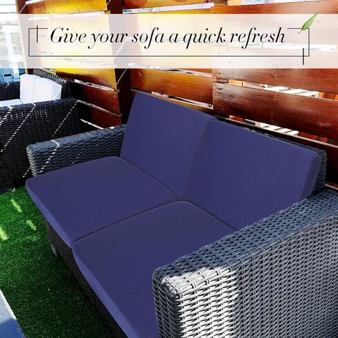Set of 4 Stretch Cushion Covers Sofa Couch Seat Chair Slipcovers Individual Waterproof Cushion Covers Replacement Cushion Covers Furniture Protector for Kids Pets (Navy Blue,Seat Cover) in Saudi Arabia