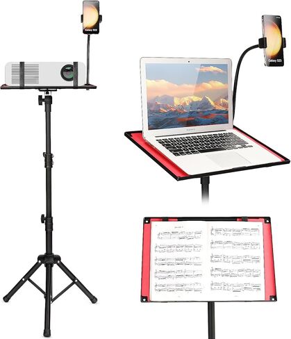 Universal Laptop and Projector Tripod Stand and Lectern Podium Stand with Elastic Belts & Fixed Sponge pads to Protect Device,Portable Music Stand DJ Racks From 23.6" to 45.3" for Office Home in Saudi Arabia