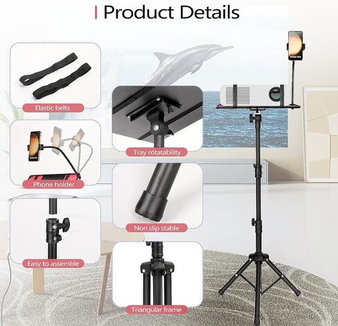 Universal Laptop and Projector Tripod Stand and Lectern Podium Stand with Elastic Belts & Fixed Sponge pads to Protect Device,Portable Music Stand DJ Racks From 23.6" to 45.3" for Office Home in Saudi Arabia