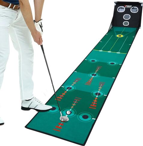 PGM Putting Green Indoor - Putting Matt for Indoors Golf Putting Mat with Auto Ball Return - Golf Practice Golf Chipping Net Golf Simulators for Home Great Gift in Saudi Arabia