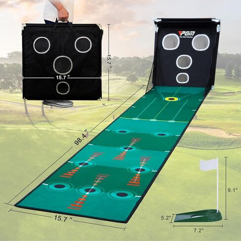 PGM Putting Green Indoor - Putting Matt for Indoors Golf Putting Mat with Auto Ball Return - Golf Practice Golf Chipping Net Golf Simulators for Home Great Gift in Saudi Arabia
