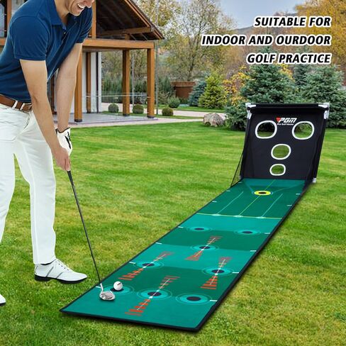 PGM Putting Green Indoor - Putting Matt for Indoors Golf Putting Mat with Auto Ball Return - Golf Practice Golf Chipping Net Golf Simulators for Home Great Gift in Saudi Arabia