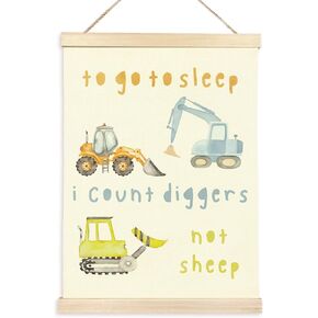 CGBHW Watercolor Trucks Tractor Poster Hanger Frame, Boys Room Nursery Decor, Construction Vehicles Transportation Posters Wall Art Hanging Decor for Kids Room Toddlers Bedroom Playroom Classroom