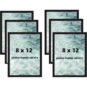 8x12 Black Picture Frame Set of 6 Photo Frame 8x12 Black Poster Frames Wall Gallery Photo Frames Engineered Wood Photo Frames in Saudi Arabia
