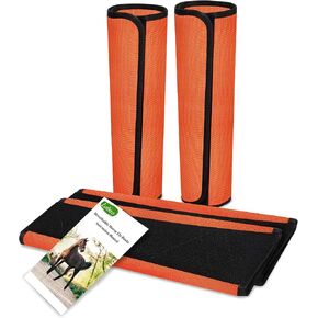 Fly Boots for Horses Set of 4 Legs Universal Size Breathable PVC Equine Fly Boots Horse Leggings - Reduce Stomping & Hoof Damage and Protect Pony & Donkey (Orange)