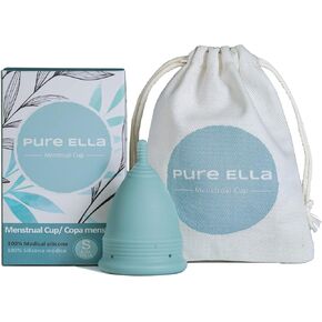 Pure Ella Menstrual Cup - Reusable Soft Silicone Period Cup - Wear for 12 Hours - Medical Grade & BPA Free Silicone - Eco Friendly & Hypoallergenic Feminine Hygiene – Sizes XS, Small, Large (XS)