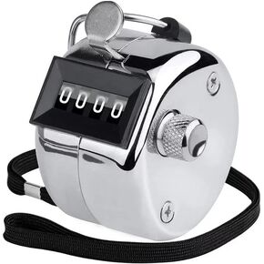 Silver Tally Counter, 4-Digit Number Count Clicker with Metal Case Mechanical Counter for Coaching, Knitting, Lap, Fishing, Golf and Row with 2-Nylon Lanyard,Accessories