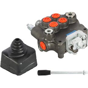 Hydraulic Directional Control Valve 2 Spool 21 GPM Hydraulic Loader Valve, SAE Ports, 3625 PSI Double Acting Valve for Small Tractors Tractors Loaders Log Splitters