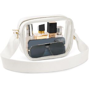 حقائب كروس شفافة معتمدة من الاستاد للنساء، محفظة شفافة عصرية تناسب الأحداث الرياضية والمهرجانات والحفلات الموسيقية (أبيض) in Kuwait