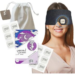 Original Blend Edition All in One & Cotton Eye Mask - 100% Natural Essential Oil Scented - Aromatherapy Stickers for Eye Mask -/Relaxing & Sleeping (12 Stickers/pack, Pack of 5)