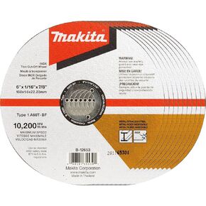 Makita B-12653-10 6" x .060" x 7/8" INOX Thin Cut-Off Wheel, 10/Pk