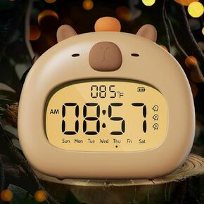 Kids Toast Night Light Alarm Clock, Kids Sleep Trainer, Cute Toast Clock Dimmable Night Light, Ideal Christmas Birthday Gift for Kids Adults(Toast Clock-Yellow)