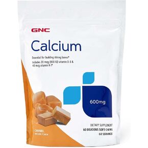 GNC Calcium 600mg Soft Chews | Essential for Building Strong Bones | Caramel | 60 Count