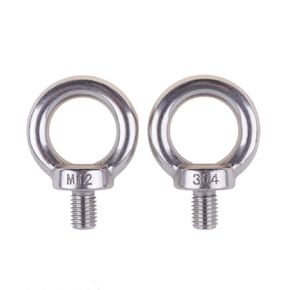 Eowpower 2Pcs M12 Male Thread Machinery Shoulder Lifting Ring Eye Bolt