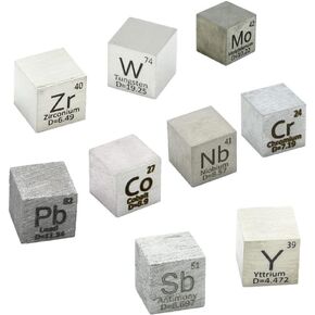 9 PCS Element Cube Set 10mm Density Cubes Up to 99.99% Purity Periodic Table Collection Cobalt Yttrium Tungsten Niobium Zirconium Lead Antimony Chromium Molybdenum