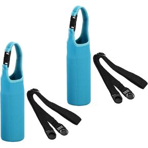 PATIKIL 67mmx185mm Water Bottle Sling Bag, 2 Pack Neoprene Portable Insulated Bottle Holder Carrier with Removable Adjustable Shoulder Strap, Navy Blue