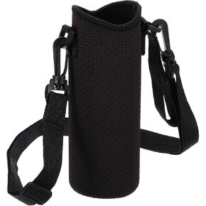 PATIKIL 66mmx185mm Water Bottle Sling Bag, 1 Pack Neoprene Portable Insulated Bottle Holder Carrier Textured with Adjustable Shoulder Strap, Black