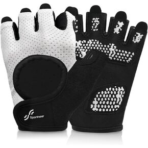 Sportneer Workout Gloves for Men & Women, Full Palm Protection Breathable Exercise Gloves w/Curved Open Back, Lightweight Fitness Gloves for Pull Up, Dumbbells, Yoga, Gym, Cycling, Rowing