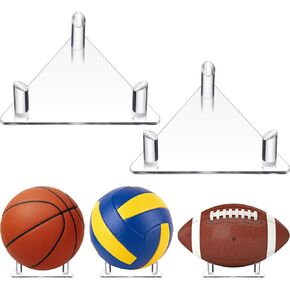 Jetec 2 Pieces Acrylic Ball Stand Display Holder Sports Ball Storage Rack for Football Basketball Volleyball and Soccer Ball (Transparent)