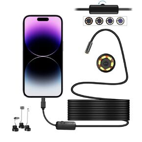 Endoscope Cable Camera for iPhone,1080P HD Borescope with 8 Adjustable LED Light, IP68 Waterproof 8MM Semi-Rigid Snake Camera for iPhone 14/13/12/11/Pro/Pro Max/Plus/Mini, 3.3FT / 1M
