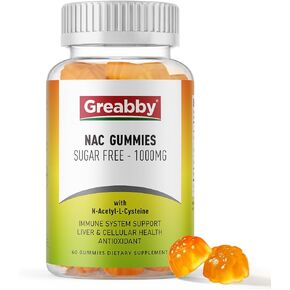 NAC Gummies Sugar Free, N Acetyl Cysteine NAC Supplement 1000mg for Antioxidants, Lung & Liver Health, Immune Support, Vegan Orange Flavor,60ct