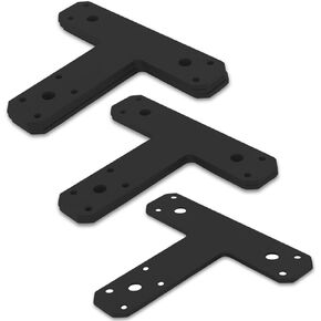 6 Pack Post Beam Connectors T Plate, Black T Tie Plates, Heavy Duty Beam Bracket,T Plate Bracket for wood, Furniture, Truss Framing