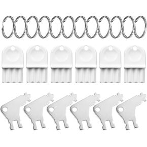 12pcs Paper Towel Dispenser Key, Metal & Plastic Toilet Paper Dispenser Key Replacement with 12 Key Rings Compatible with Waffle Georgia Pacific for Maintenance