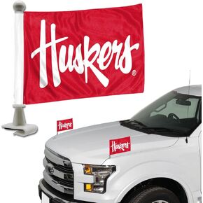 FANMATS 61919 Nebraska Cornhuskers Ambassador Car Flags - 2 Pack Mini Auto Flags, 4in X 6in, Perfect for Hood or Trunk