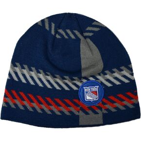قبعة New York Rangers Old Time Hockey (OTH) بدون أكمام مخططة للرجبي - قبعة جمجمة منسوجة من NHL باللون الأزرق