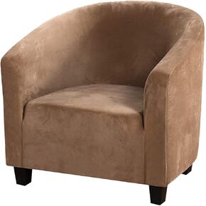 MIFXIN Club Chair Covers Thick Velvet Stretch Tub Chair Slipcovers Spandex Soft Armchair Sofa Cover Furniture Protector for Living Room Bar Cafe Hotel (1 Pack, Black)