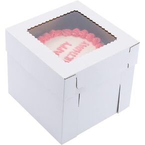 Tall Cake Boxes for Tier Cakes,12x12x10 Inch [10Pack ] Thick Sturdy Cake Box with Window,White Cake Boxes, Disposable Cake Containers,Birthday Cake Boxes