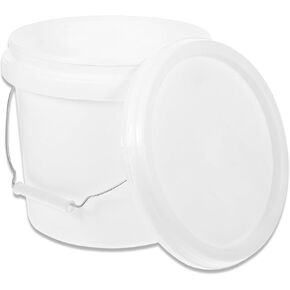 jojofuny Paint Bucket with Lid 1 Gallon White Plastic Paint Can Tub 4L Round Pail with Handle for Ice Cream Food Water Pigment Container