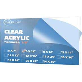 CALPALMY (2-Pack) 6 x 12" Clear Acrylic Sheet Plexiglass – 1/8"Thick; Use for Craft Projects, Signs, Display Cases, Sneeze Guard and More; Cut with Cricut, Engraver, Saw or Hand Tools