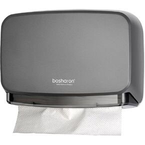 Paper Towel Dispenser Wall Mount, Multifold Trifold C Fold Commercial Hand Towel Dispenser with Lock, Adhesive No Drilling Tissue Dispenser for Bathroom Kitchen Office (Gray)