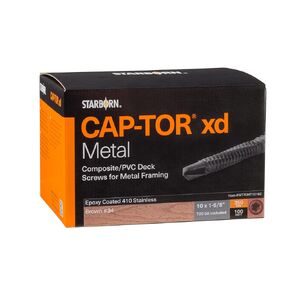 Deckfast Metal (Cap-Tor xd Metal) - بني (#34) - 350 قطعة. حزمة سطح السفينة - مثقاب ذاتي 1-5/8 بوصة - مثبت سطح من الفولاذ المقاوم للصدأ من النوع 410 للاستخدام مع الروافد المعدنية وارتفاعات تريكس